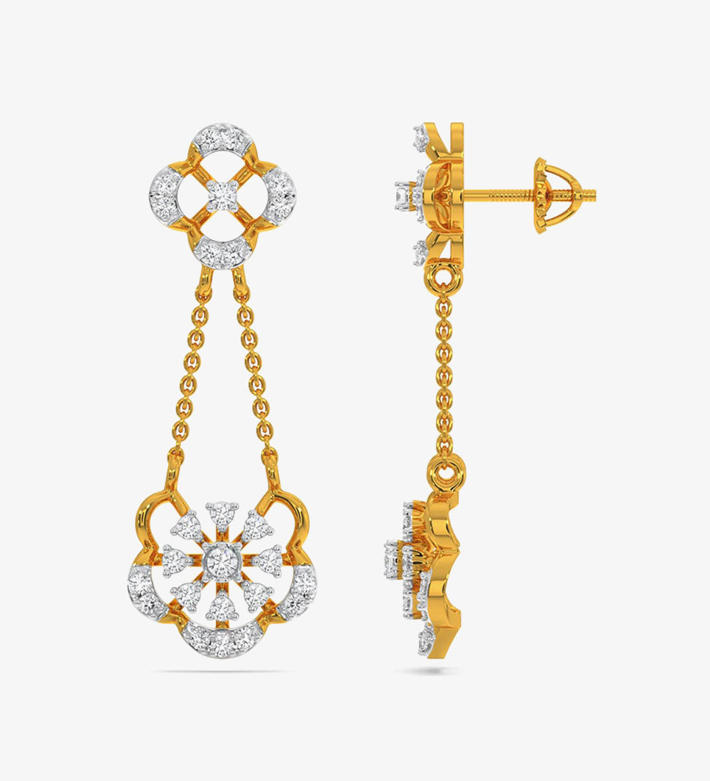 Diamond Yellow Gold 22kt Dangle Earring