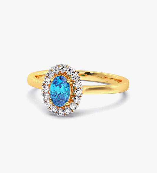 Blue Topaz Diamond Engagement Wedding Ring
