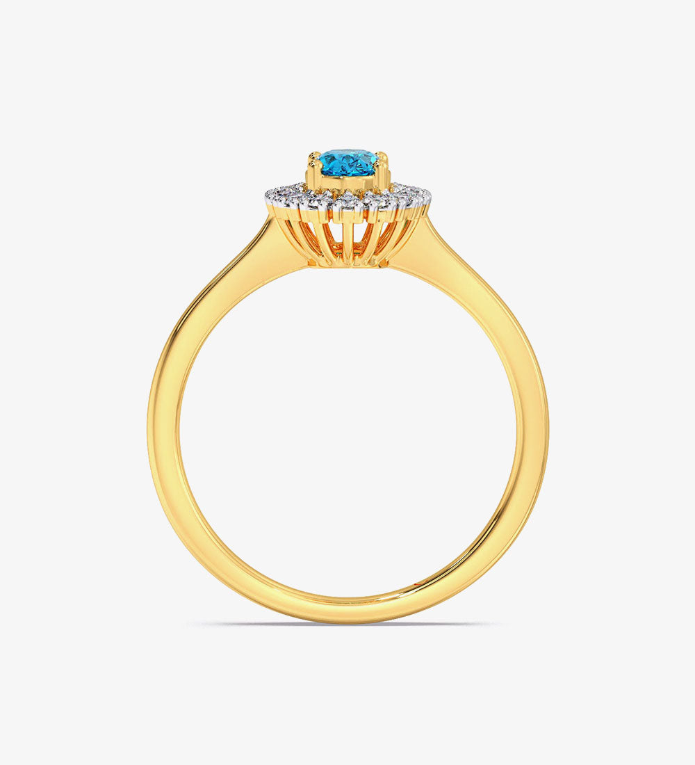 Blue Topaz Diamond Engagement Wedding Ring