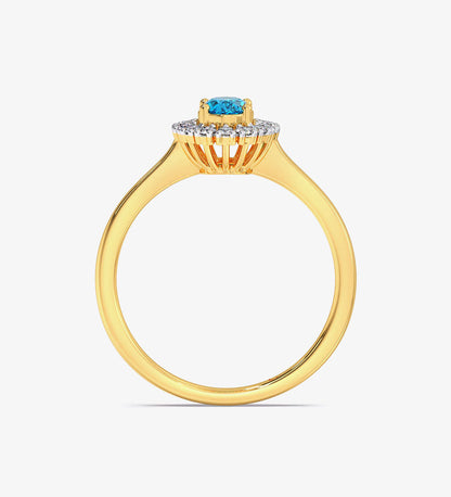 Blue Topaz Diamond Engagement Wedding Ring