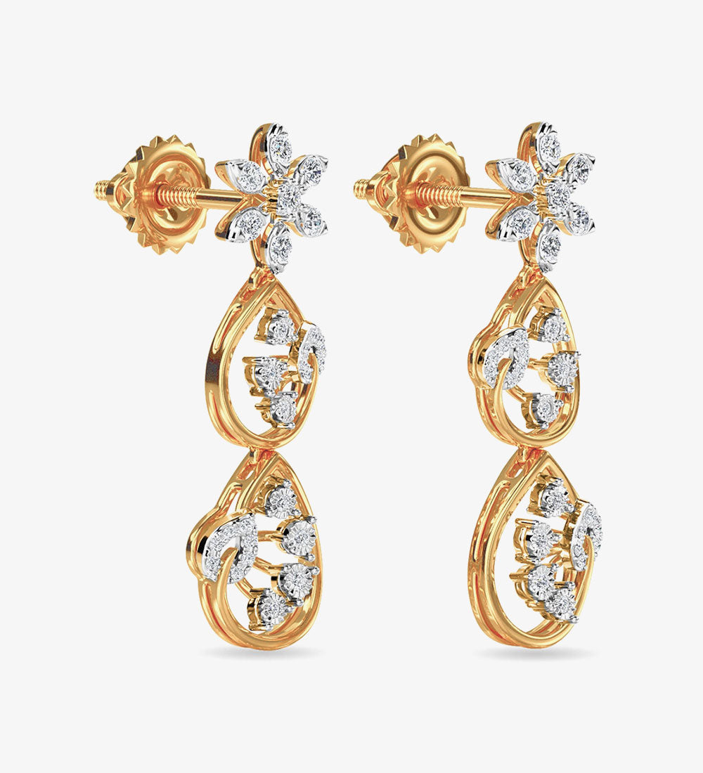 Diamond Trinity Earring Dangler Rose Gold