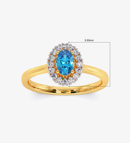Blue Topaz Diamond Engagement Wedding Ring