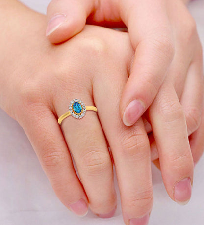 Blue Topaz Diamond Engagement Wedding Ring