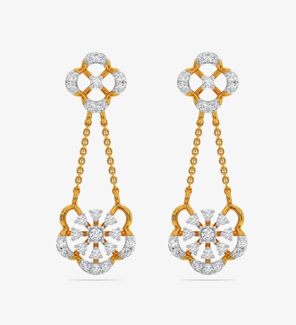 Diamond Yellow Gold 22kt Dangle Earring