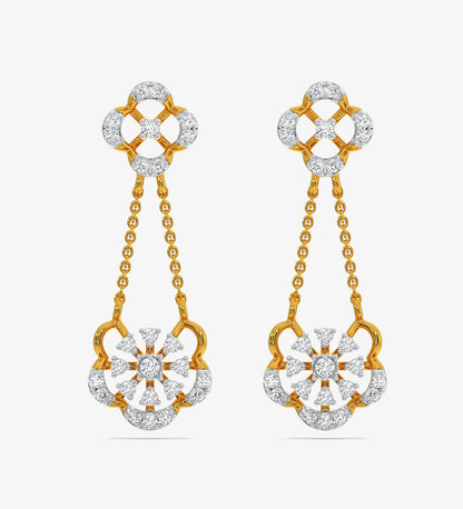 Diamond Yellow Gold 22kt Dangle Earring