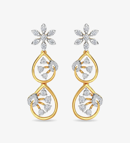 Diamond Trinity Earring Dangler Rose Gold