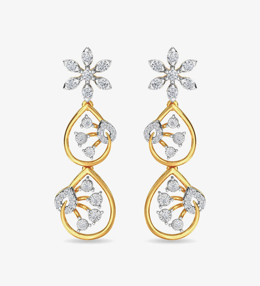 Diamond Trinity Earring Dangler Rose Gold