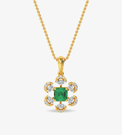 Esra Floral Diamond Pendant Set White Gold