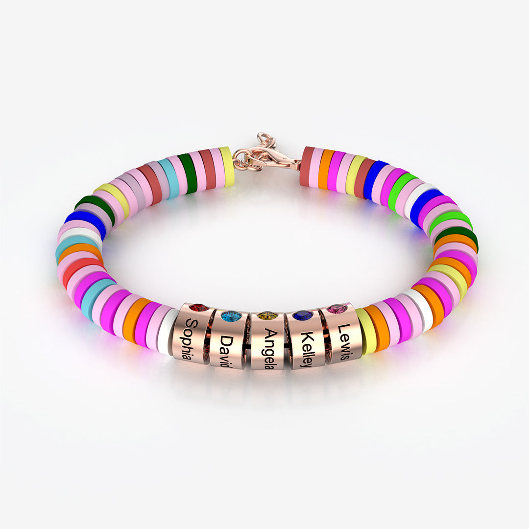 Gear Rainbow Personalized Bead Bracelet