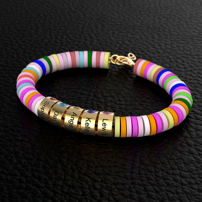 Gear Rainbow Personalized Bead Bracelet