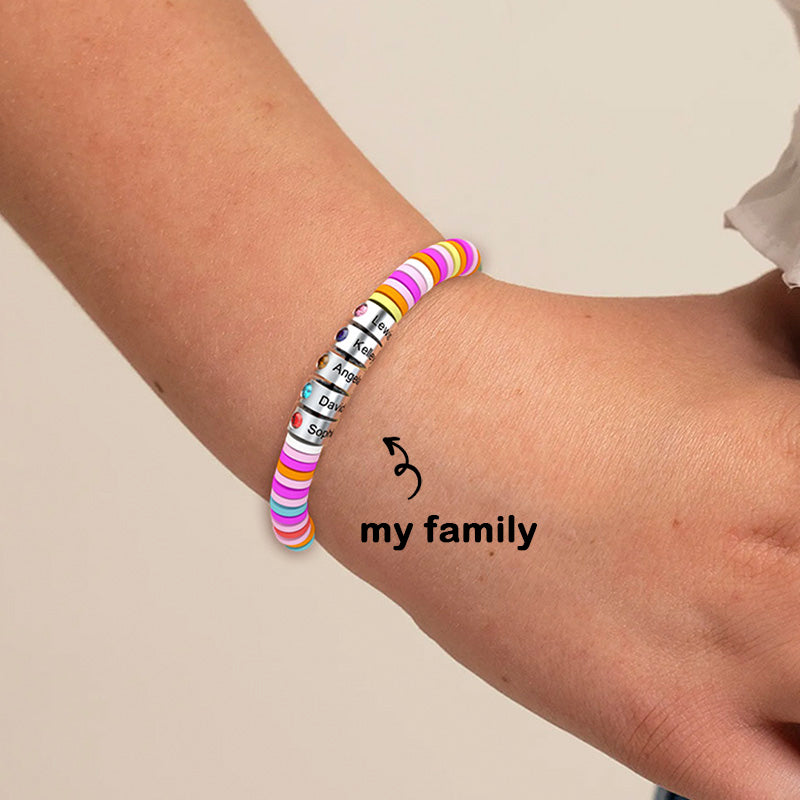 Gear Rainbow Personalized Bead Bracelet