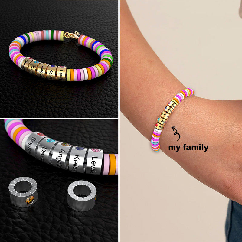 Gear Rainbow Personalized Bead Bracelet