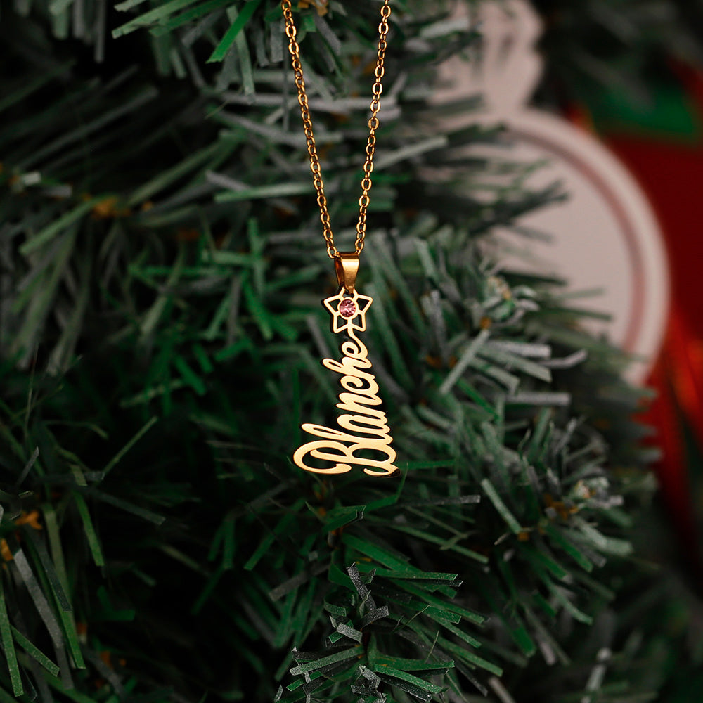 Christmas gift Christmas tree name necklace