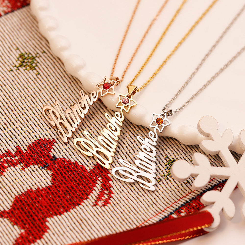 Christmas gift Christmas tree name necklace