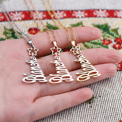 Christmas gift Christmas tree name necklace