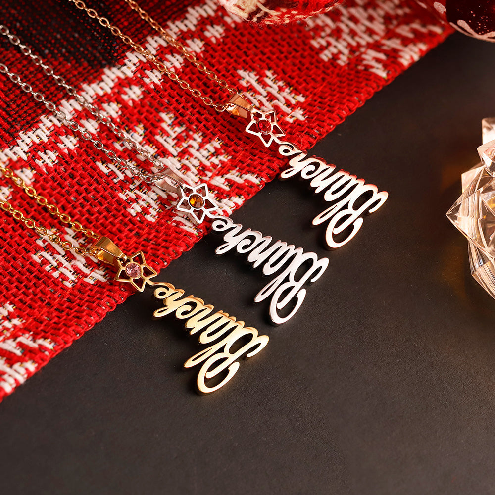 Christmas gift Christmas tree name necklace