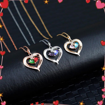 Forever Love Birthstone & Diamond Heart Pendant Necklace