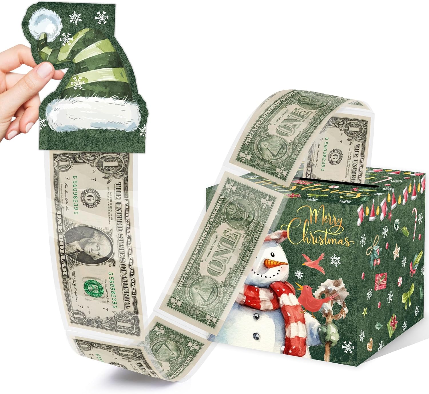 Christmas Money Pull Box with Snowman Card and Transparent Bags