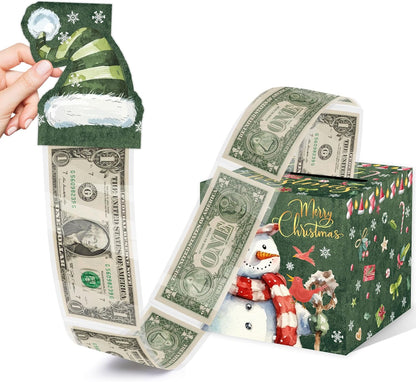 Christmas Money Pull Box with Snowman Card and Transparent Bags