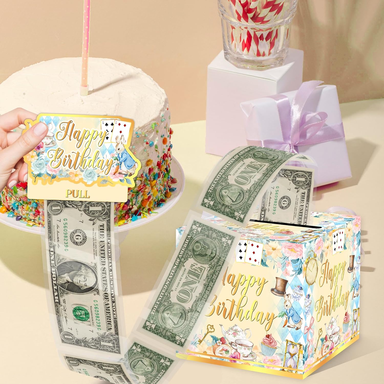 Christmas Money Pull Box with Snowman Card and Transparent Bags