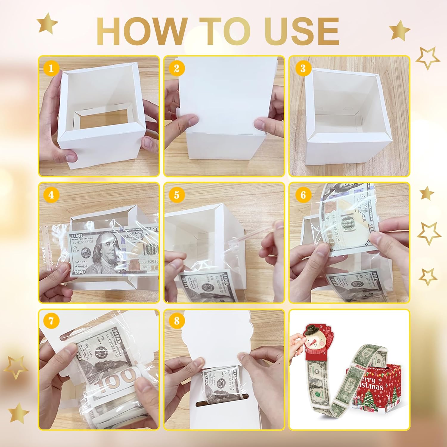 Christmas Money Pull Box with Snowman Card and Transparent Bags