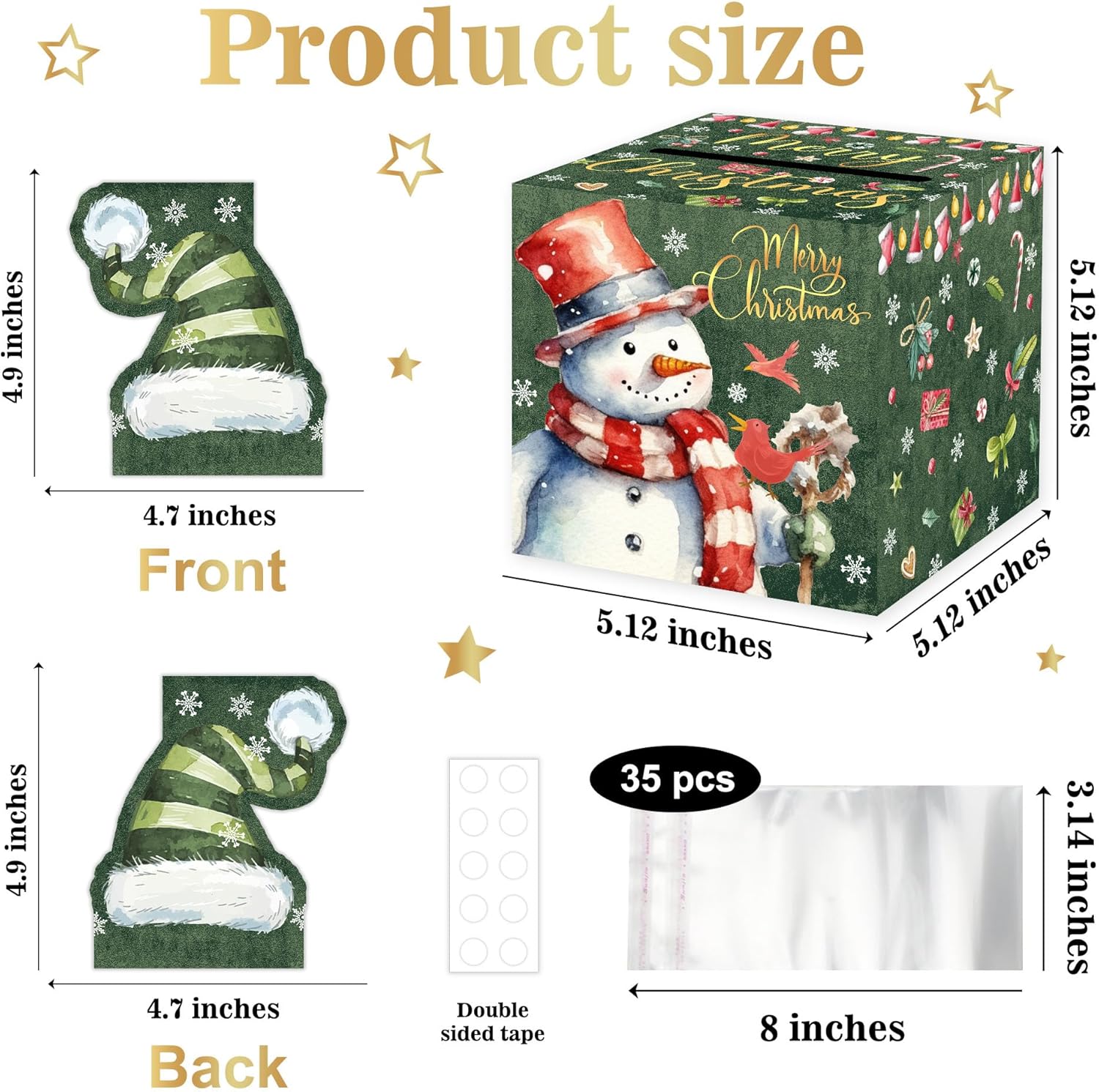 Christmas Money Pull Box with Snowman Card and Transparent Bags