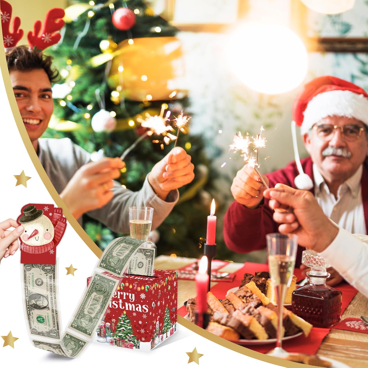 Christmas Money Pull Box with Snowman Card and Transparent Bags