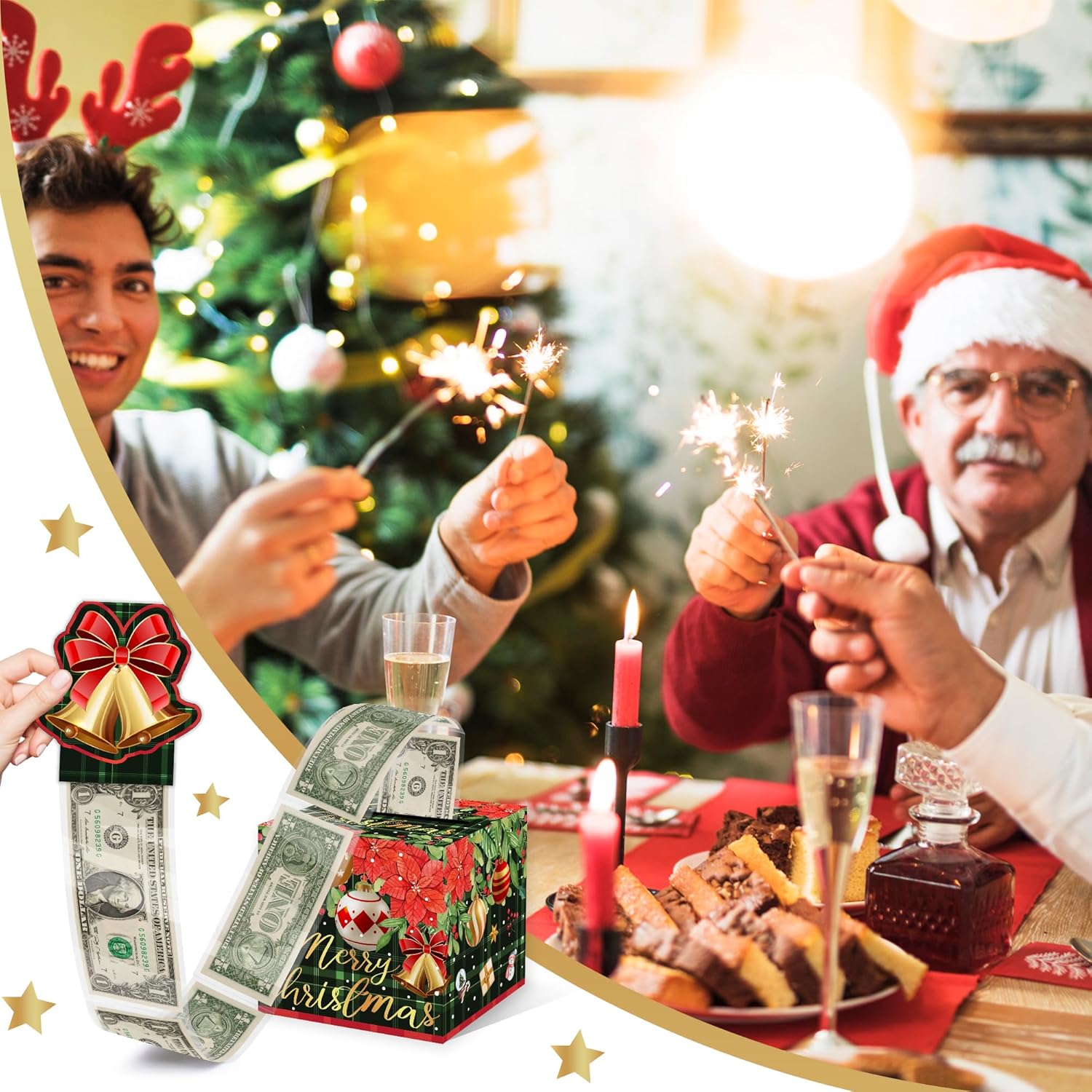 Christmas Money Pull Box with Snowman Card and Transparent Bags