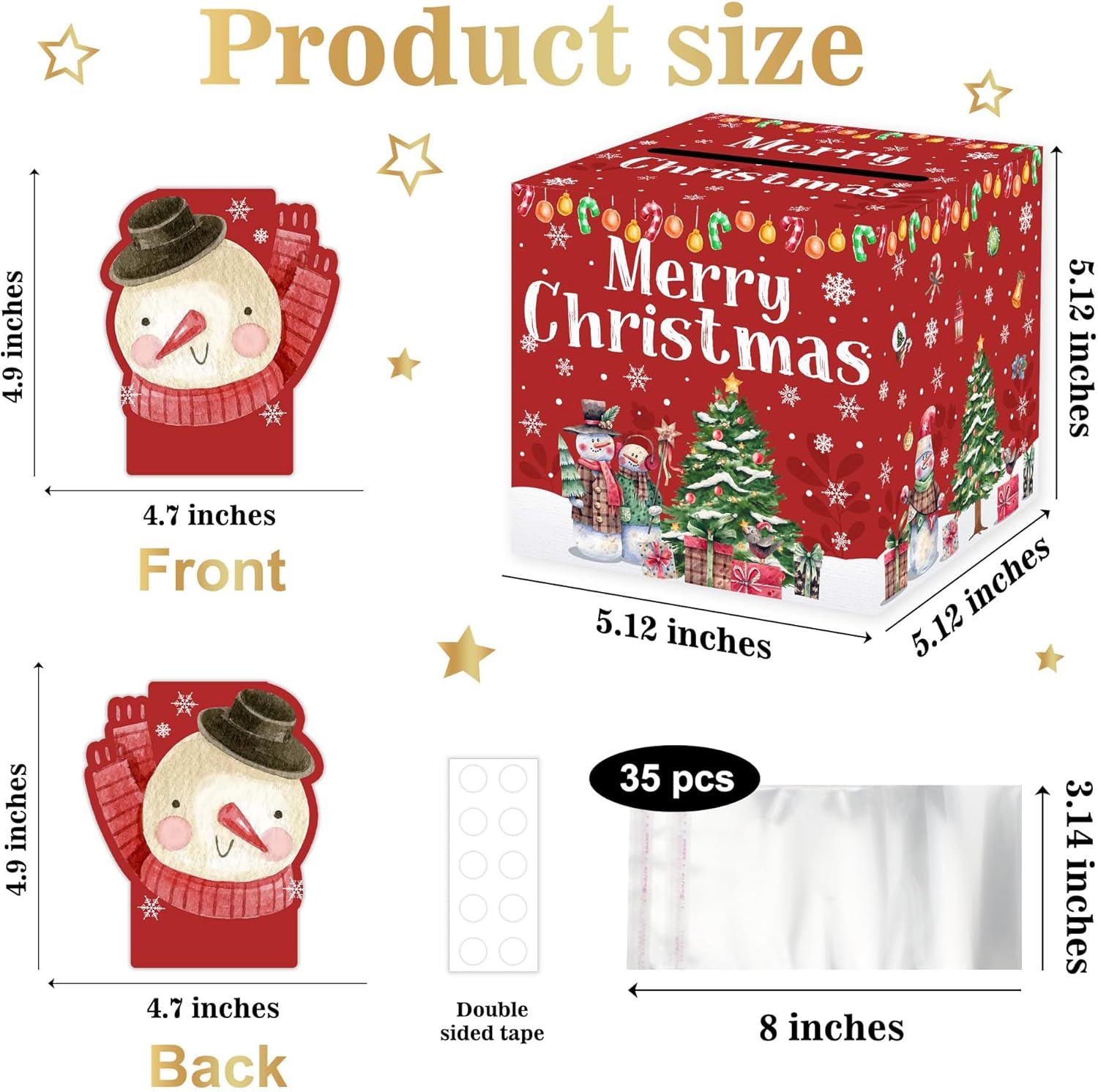 Christmas Money Pull Box with Snowman Card and Transparent Bags