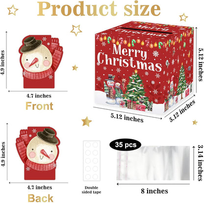 Christmas Money Pull Box with Snowman Card and Transparent Bags