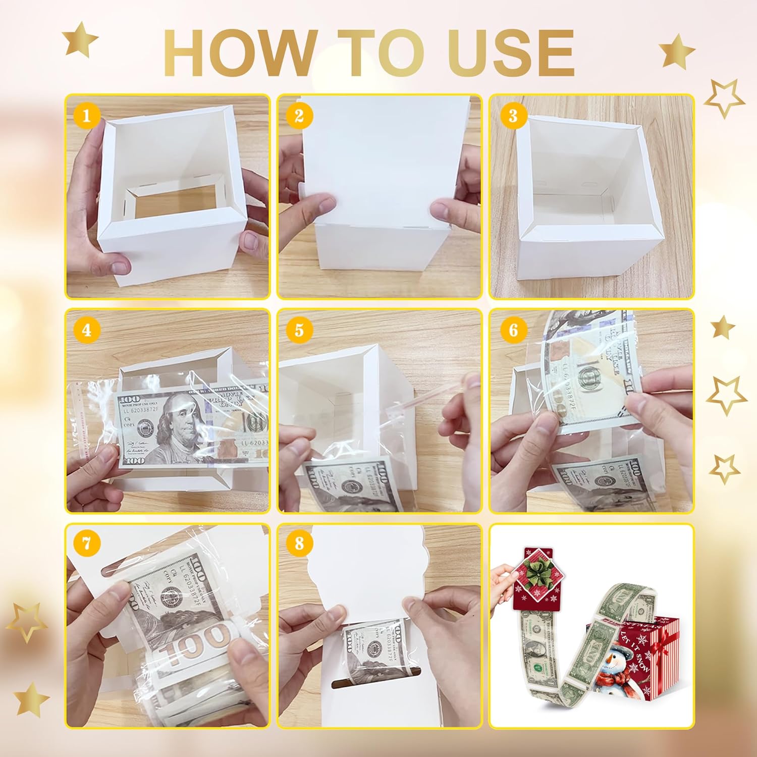 Christmas Money Pull Box with Snowman Card and Transparent Bags