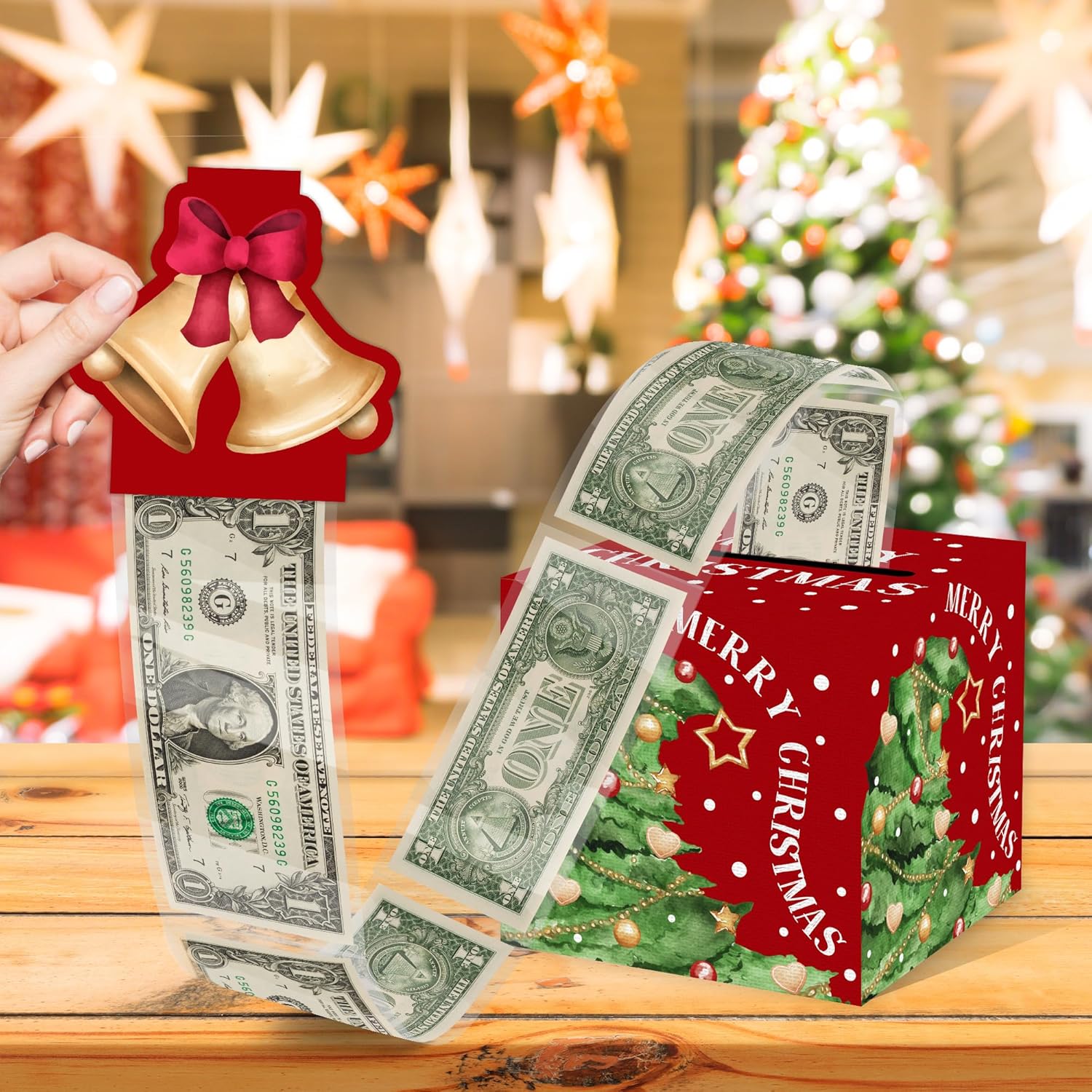 Christmas Money Pull Box with Snowman Card and Transparent Bags