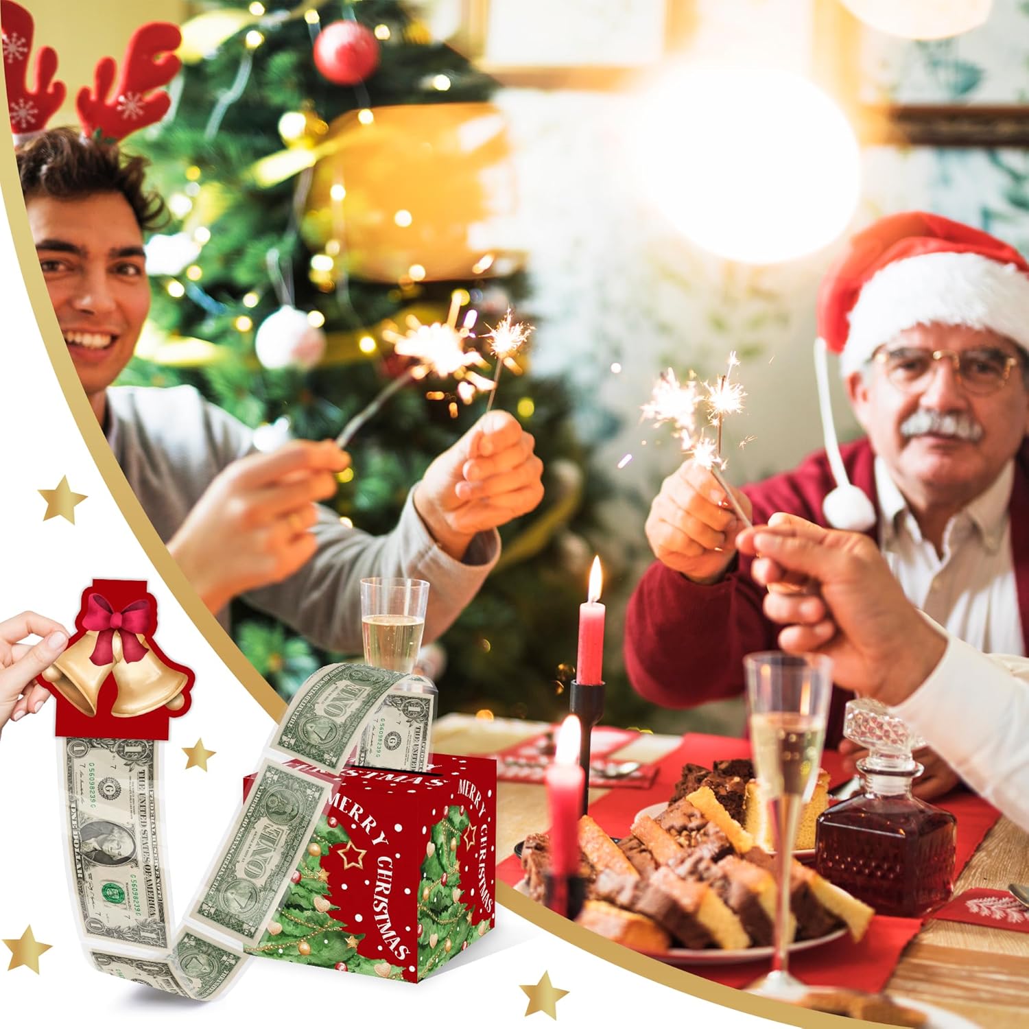 Christmas Money Pull Box with Snowman Card and Transparent Bags