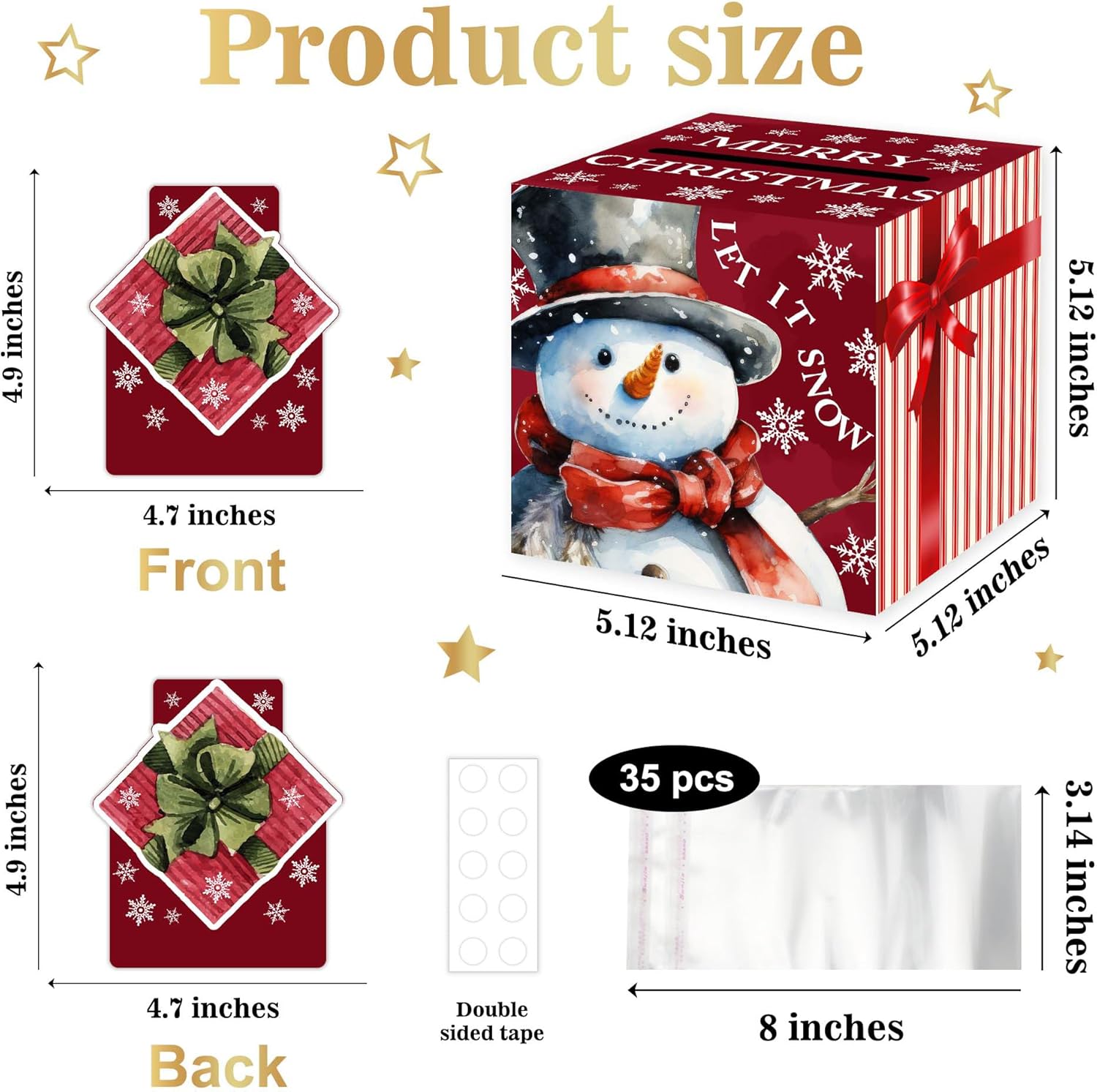Christmas Money Pull Box with Snowman Card and Transparent Bags