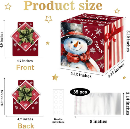 Christmas Money Pull Box with Snowman Card and Transparent Bags