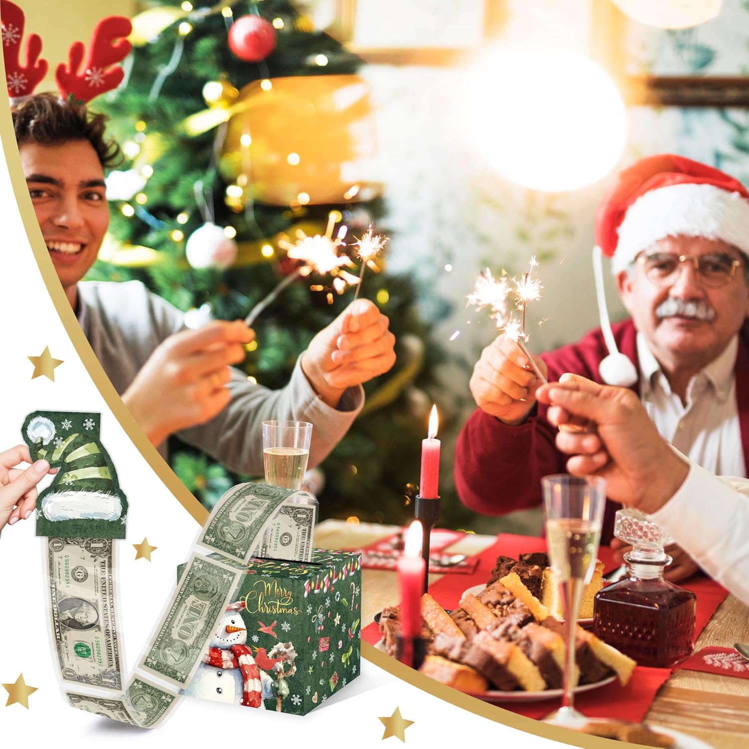 Christmas Money Pull Box with Snowman Card and Transparent Bags