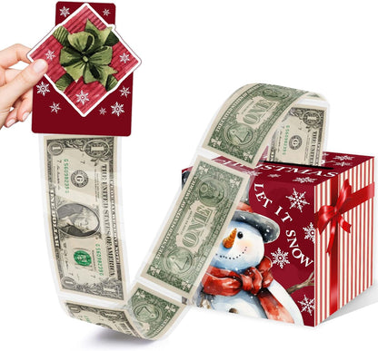 Christmas Money Pull Box with Snowman Card and Transparent Bags