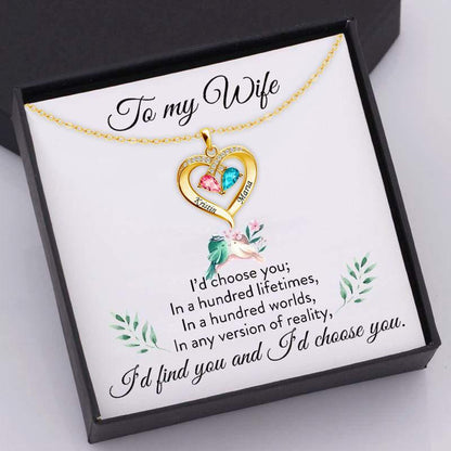 Forever Love Birthstone & Diamond Heart Pendant Necklace