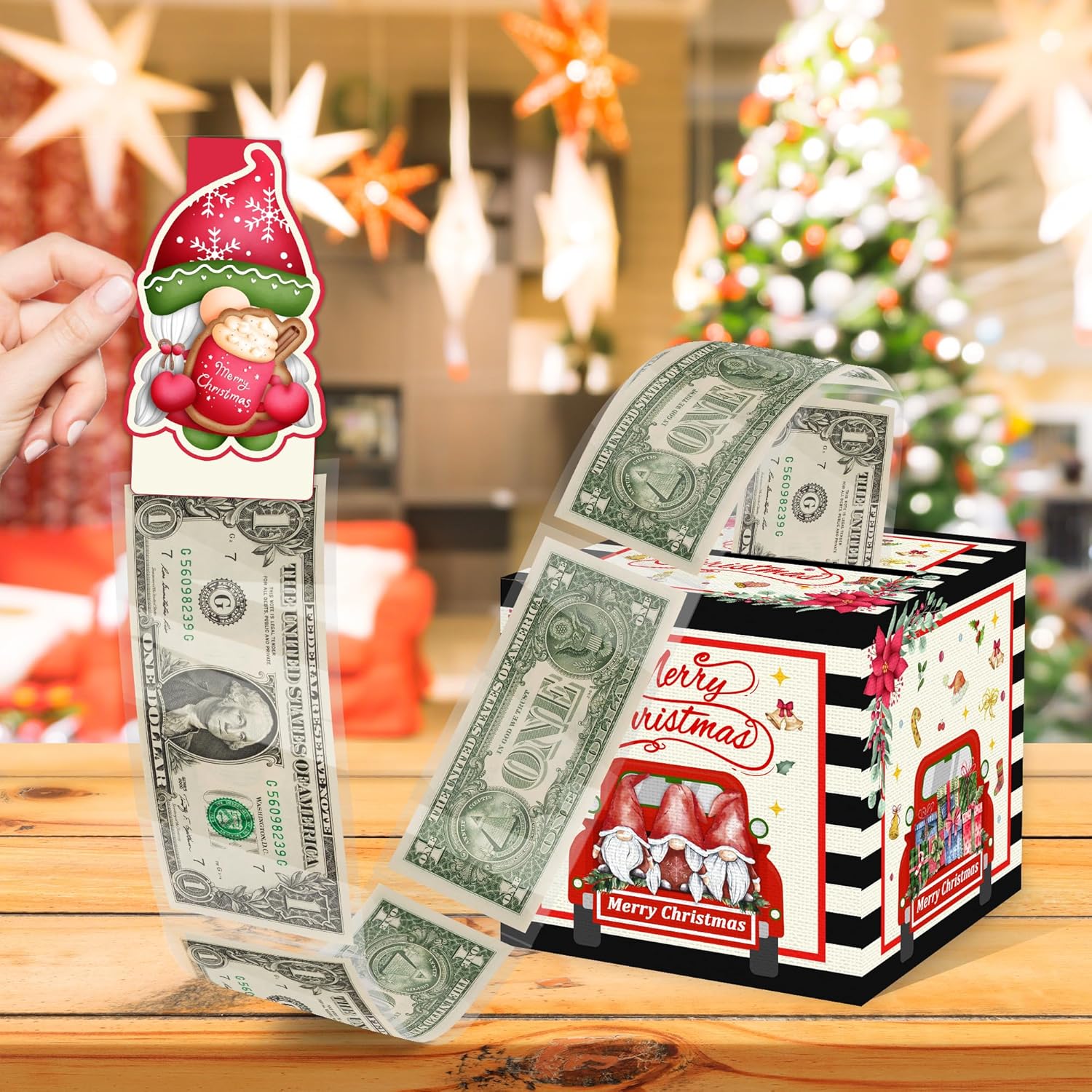 Christmas Money Pull Box with Snowman Card and Transparent Bags