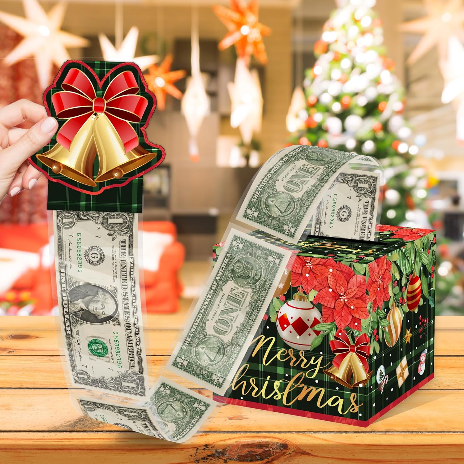 Christmas Money Pull Box with Snowman Card and Transparent Bags