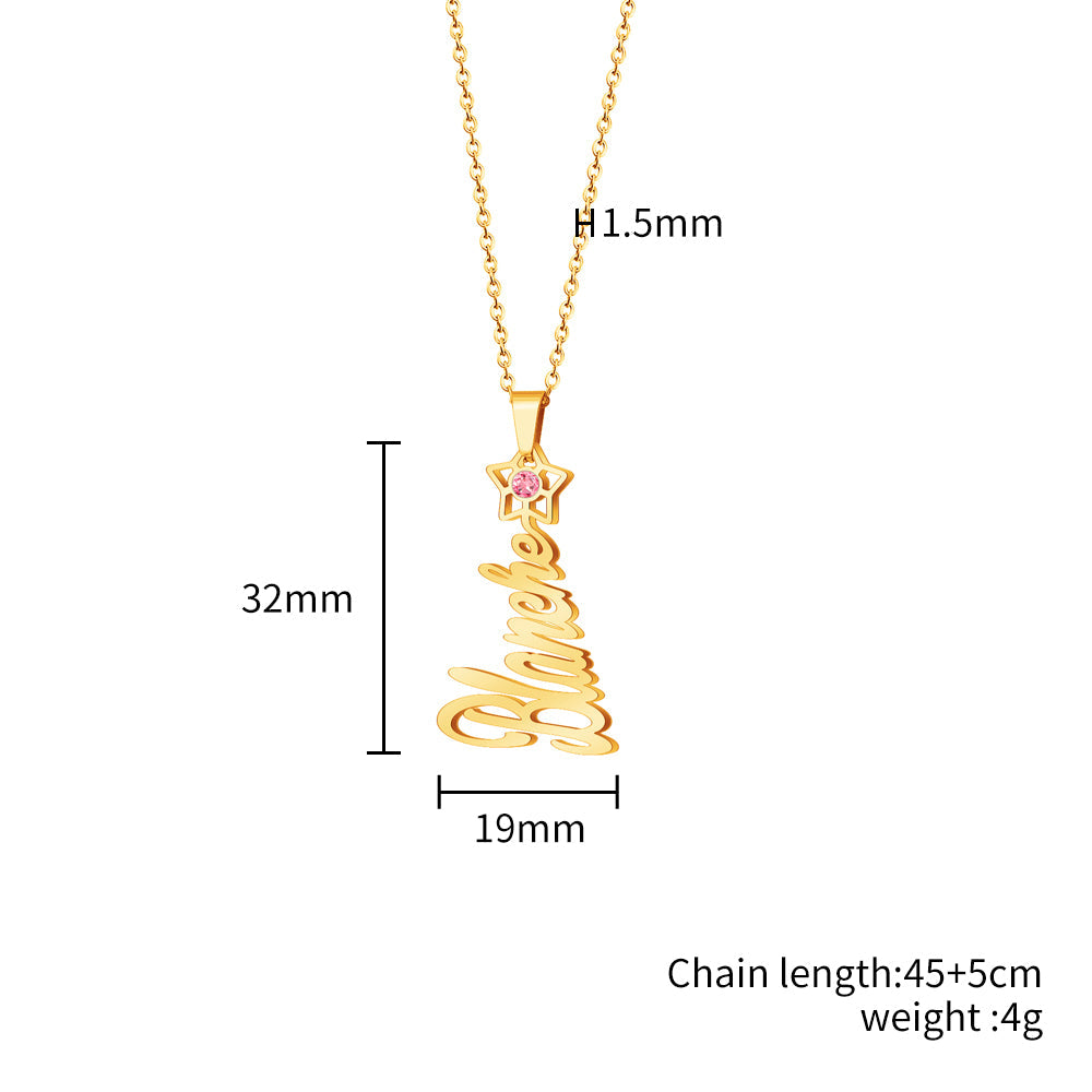 Christmas gift Christmas tree name necklace