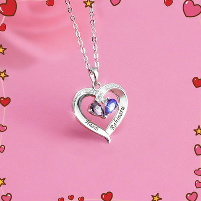 Forever Love Birthstone & Diamond Heart Pendant Necklace